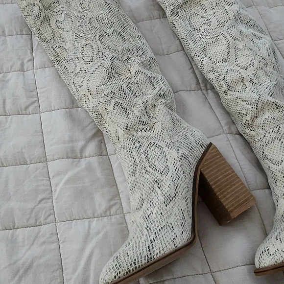 Mi.im Women's Snake Print Heeled Boots - Picture 2 of 5